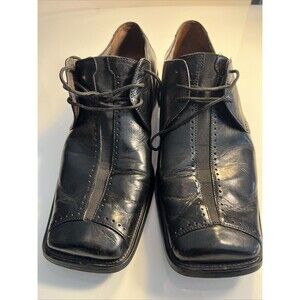 Fratelli Footwear Black Leather Mens 9.5 Dress Shoes Square Toe